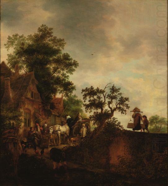 Isaac van Ostade Travellers Halting at an Inn china oil painting image